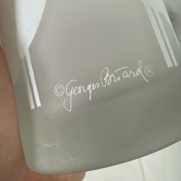 George Briard Set 2 Frosted Glass Crane Bird Lowball Barware Glasses Drink READ - Picture 7 of 8